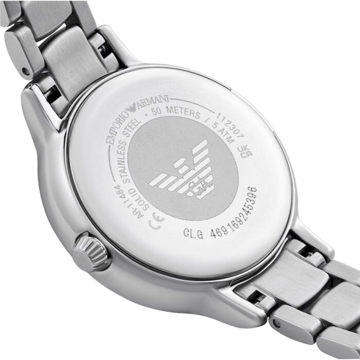 Emporio Armani Cleo Crystals Mother Of Pearl Dial Silver Steel Strap Watch For Women - AR11484 - Image 8
